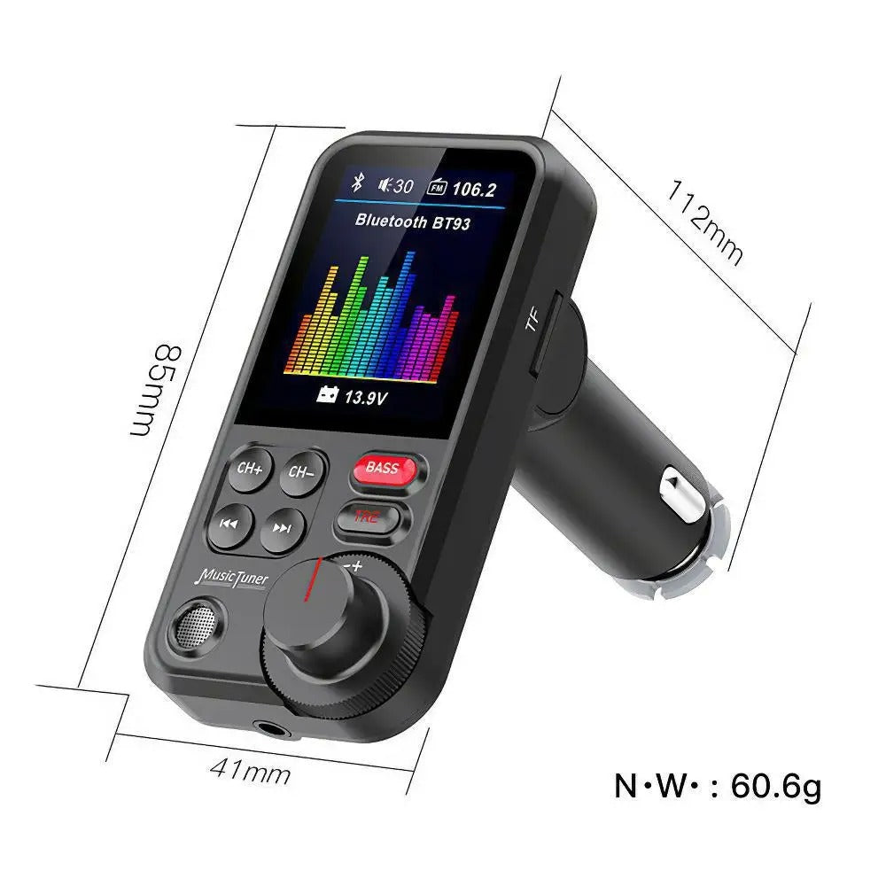 Premium Car Bluetooth FM Transmitter QC 3.0 Fast Charging USB Charger Hands-Free Calling Audio Adapter Stereo Music Player