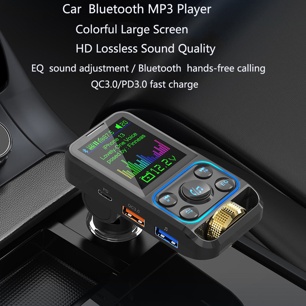 Premium Car Bluetooth FM Transmitter QC 3.0 Fast Charging USB Charger Hands-Free Calling Audio Adapter Stereo Music Player