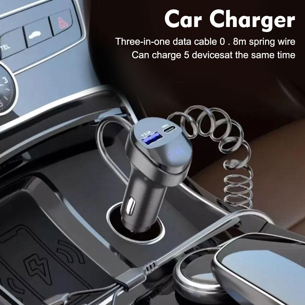 Premium Car Charger USB-C Multi Port Fast Charging Adapter 12V Socket Smartphone Compatible High Speed Charging