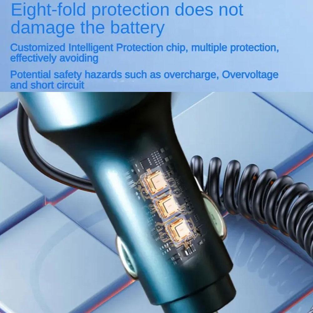 Premium Car Charger USB-C Multi Port Fast Charging Adapter 12V Socket Smartphone Compatible High Speed Charging