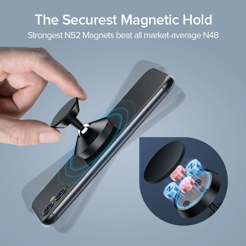 Premium Car Phone Mount Magnetic 360 Rotation Secure Grip Dashboard Holder Smartphone Compatible GPS Mount