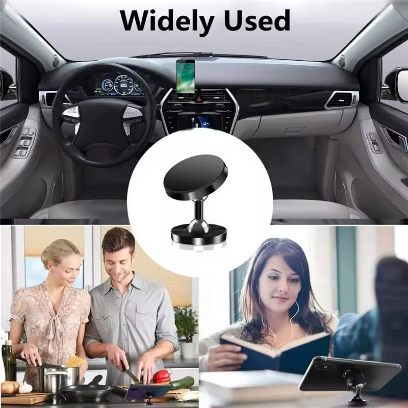 Premium Car Phone Mount Magnetic 360 Rotation Secure Grip Dashboard Holder Smartphone Compatible GPS Mount