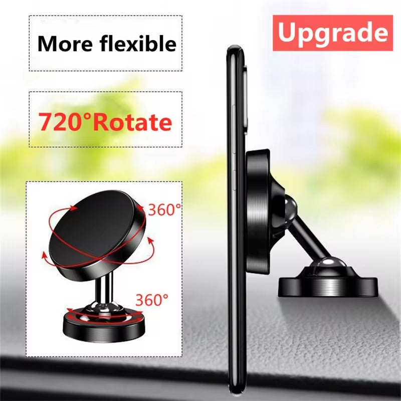 Premium Car Phone Mount Magnetic 360 Rotation Secure Grip Dashboard Holder Smartphone Compatible GPS Mount