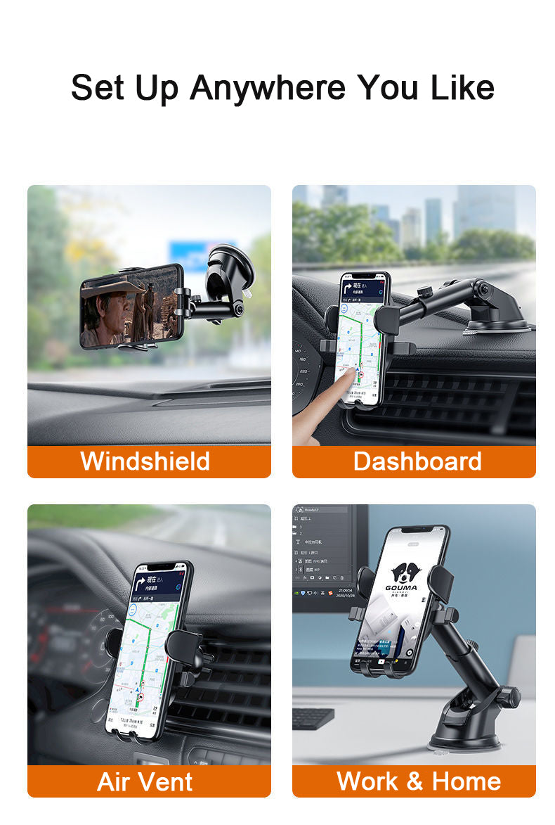 Premium Car Phone Mount Suction Cup 360 Rotation Secure Grip Dashboard Windshield Holder Smartphone Compatible