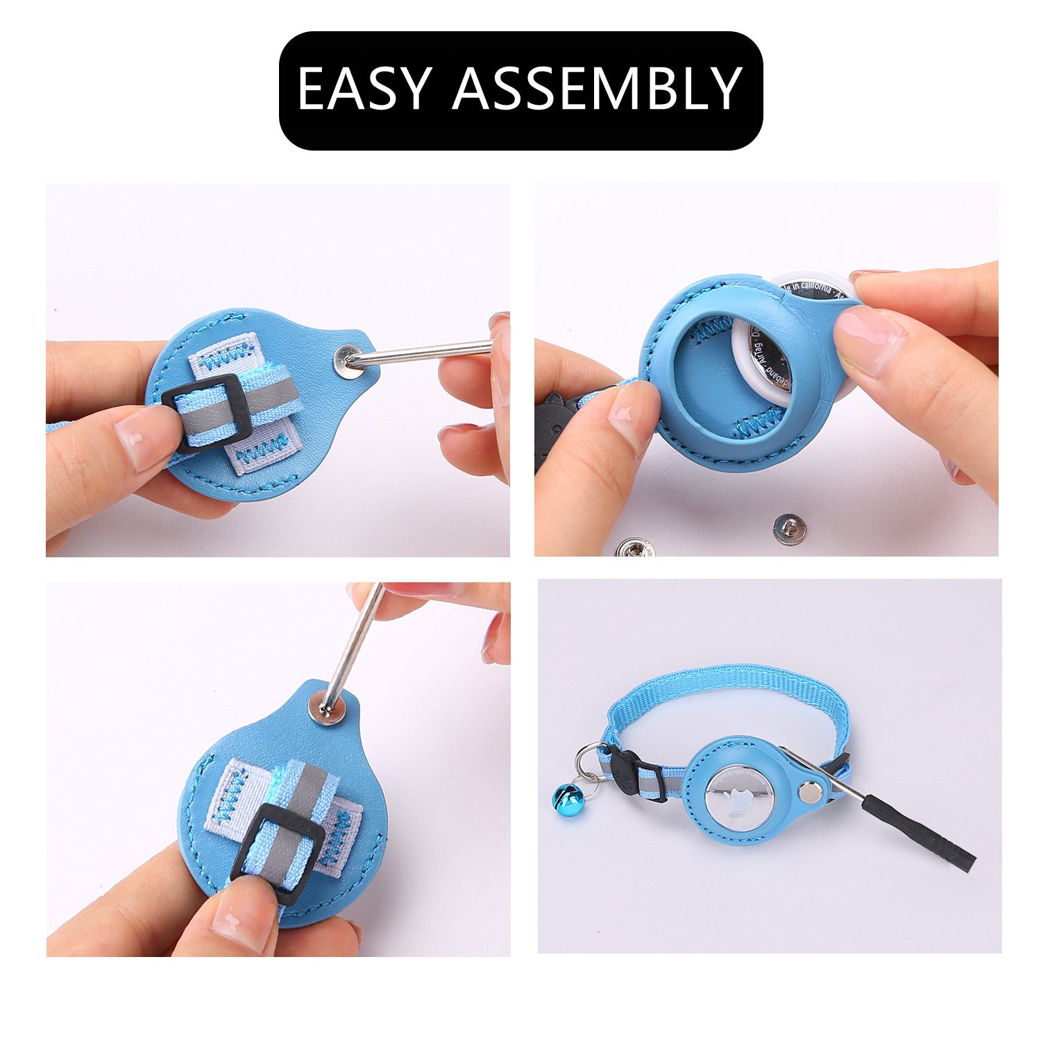 Premium Cat Collar AirTag Holder Reflective Adjustable Detachable Bell Pet Collar Secure Fit Lightweight Design