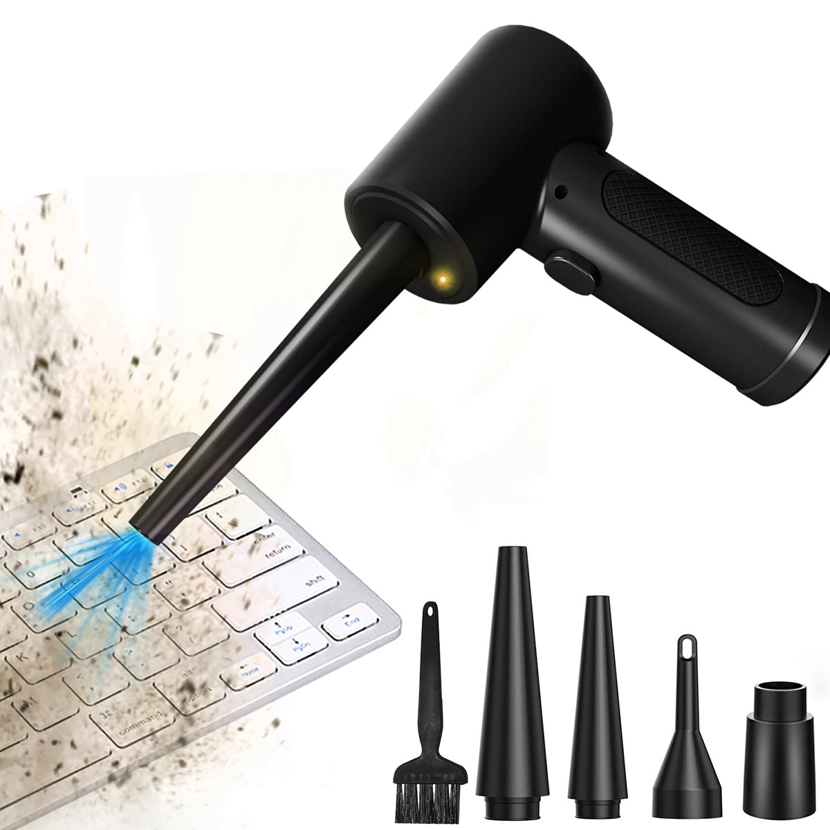 Premium Electric Air Duster Cordless Compressed Air Blower LED Light Keyboard Cleaner Reusable Cleaning Tool