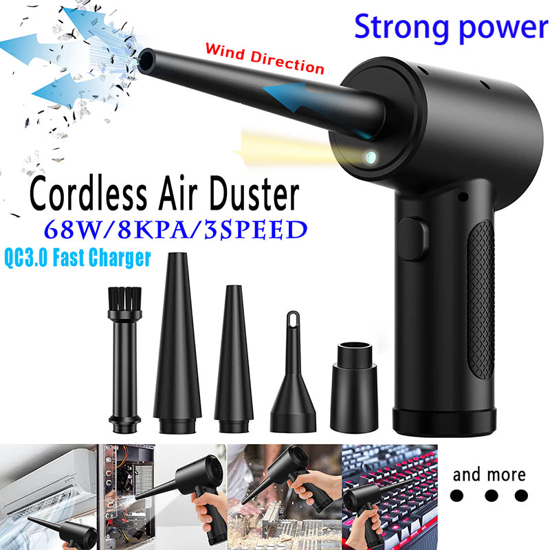 Premium Electric Air Duster Cordless Compressed Air Blower LED Light Keyboard Cleaner Reusable Cleaning Tool