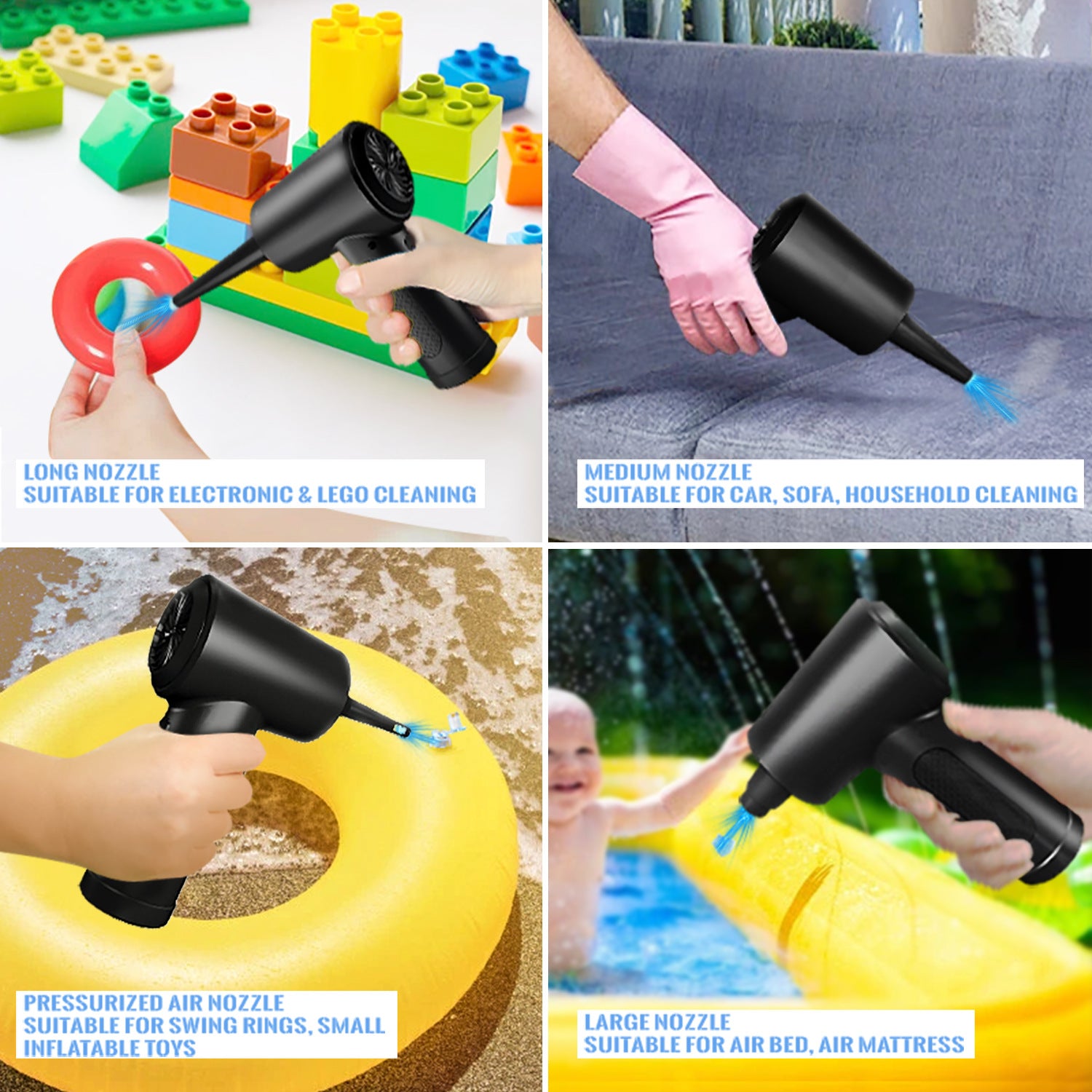Premium Electric Air Duster Cordless Compressed Air Blower LED Light Keyboard Cleaner Reusable Cleaning Tool