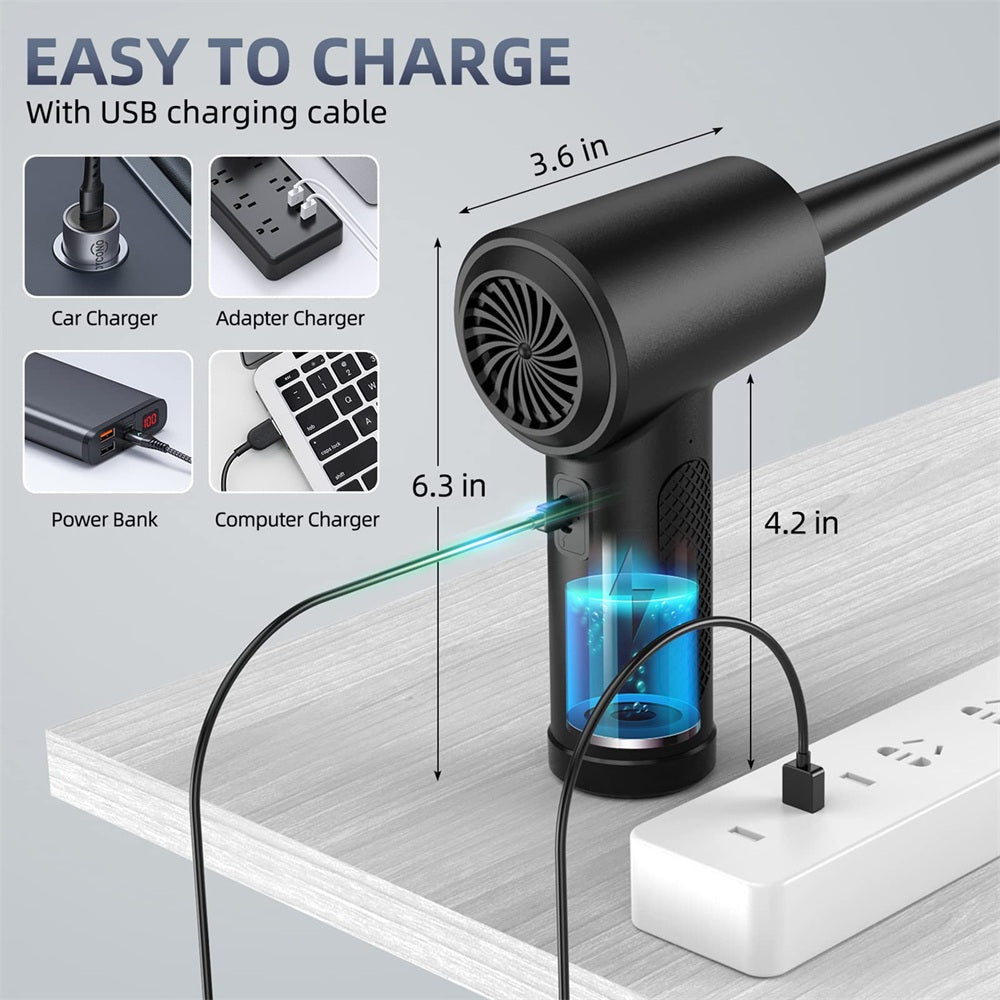 Premium Electric Air Duster Cordless Compressed Air Blower LED Light Keyboard Cleaner Reusable Cleaning Tool