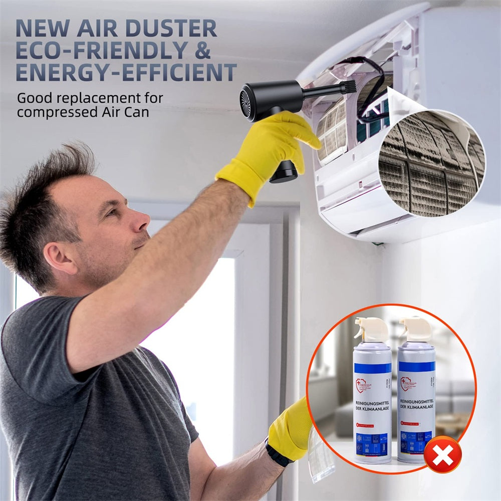 Premium Electric Air Duster Cordless Compressed Air Blower LED Light Keyboard Cleaner Reusable Cleaning Tool