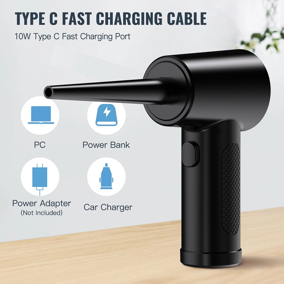Premium Electric Air Duster Cordless Compressed Air Blower LED Light Keyboard Cleaner Reusable Cleaning Tool