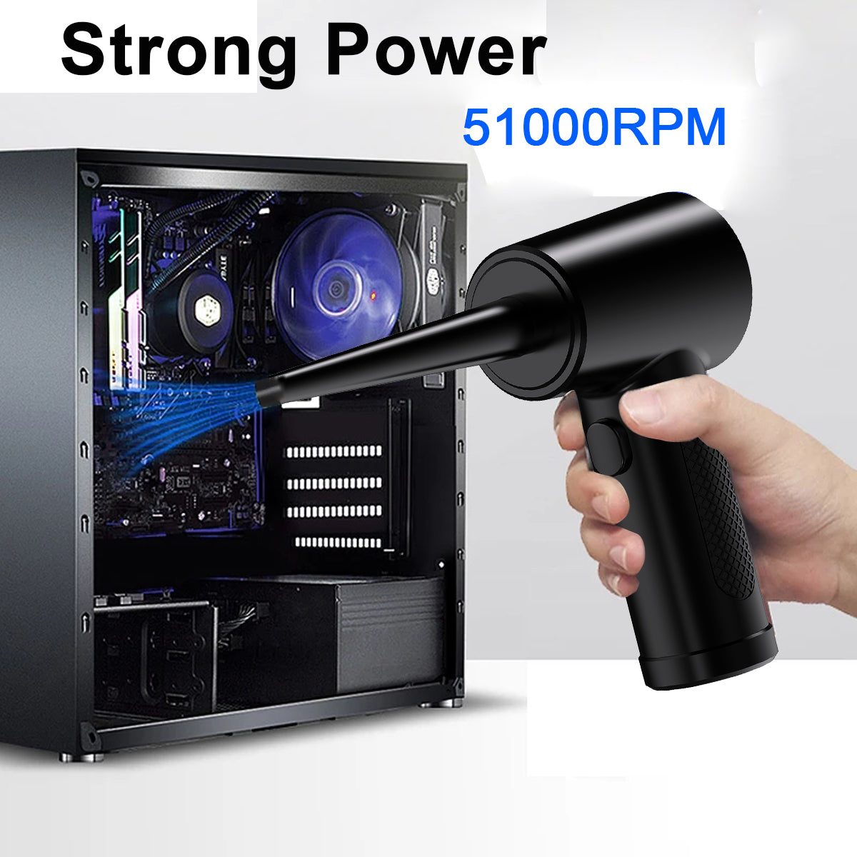Premium Electric Air Duster Cordless Compressed Air Blower LED Light Keyboard Cleaner Reusable Cleaning Tool