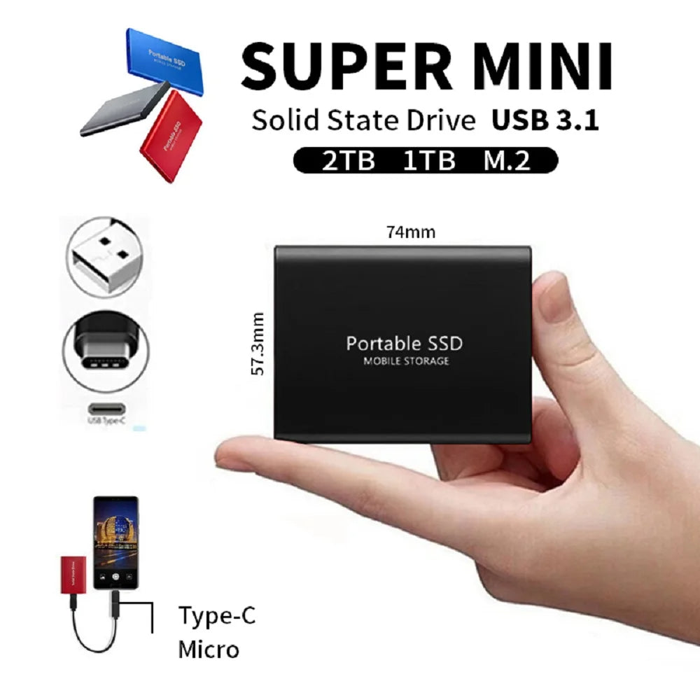Premium External SSD Portable USB 3.1 High Speed Storage Drive Multi Capacity Compact Data Backup Solution