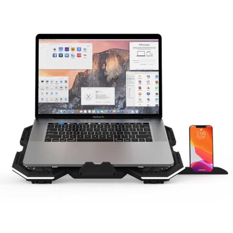Premium Laptop Cooling Pad RGB 6 Fan 2600RPM Adjustable Stand Gaming Notebook Cooler Ergonomic Heat Dissipation