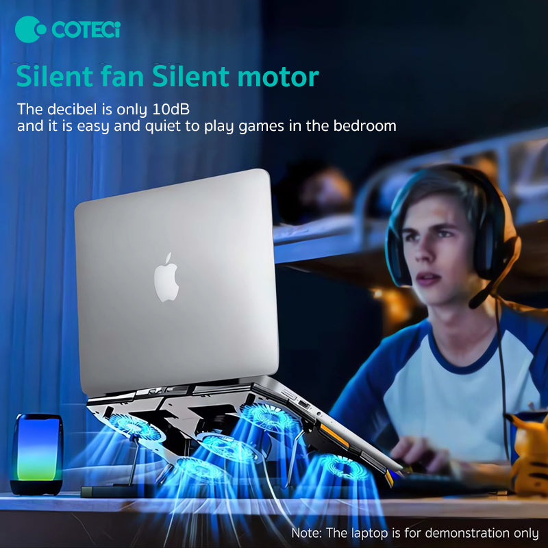 Premium Laptop Cooling Pad RGB 6 Fan 2600RPM Adjustable Stand Gaming Notebook Cooler Ergonomic Heat Dissipation