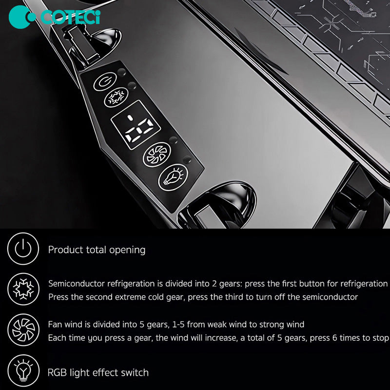 Premium Laptop Cooling Pad RGB 6 Fan 2600RPM Adjustable Stand Gaming Notebook Cooler Ergonomic Heat Dissipation