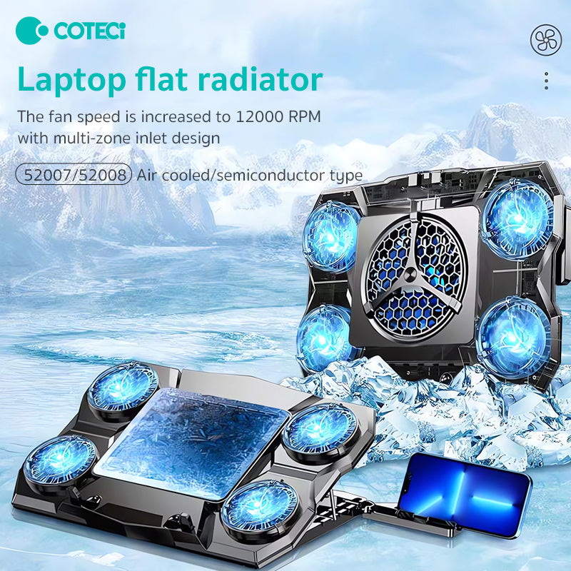 Premium Laptop Cooling Pad RGB 6 Fan 2600RPM Adjustable Stand Gaming Notebook Cooler Ergonomic Heat Dissipation
