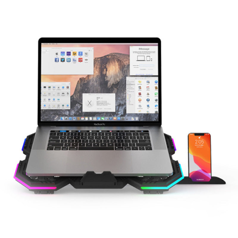 Premium Laptop Cooling Pad RGB 6 Fan 2600RPM Adjustable Stand Gaming Notebook Cooler Ergonomic Heat Dissipation