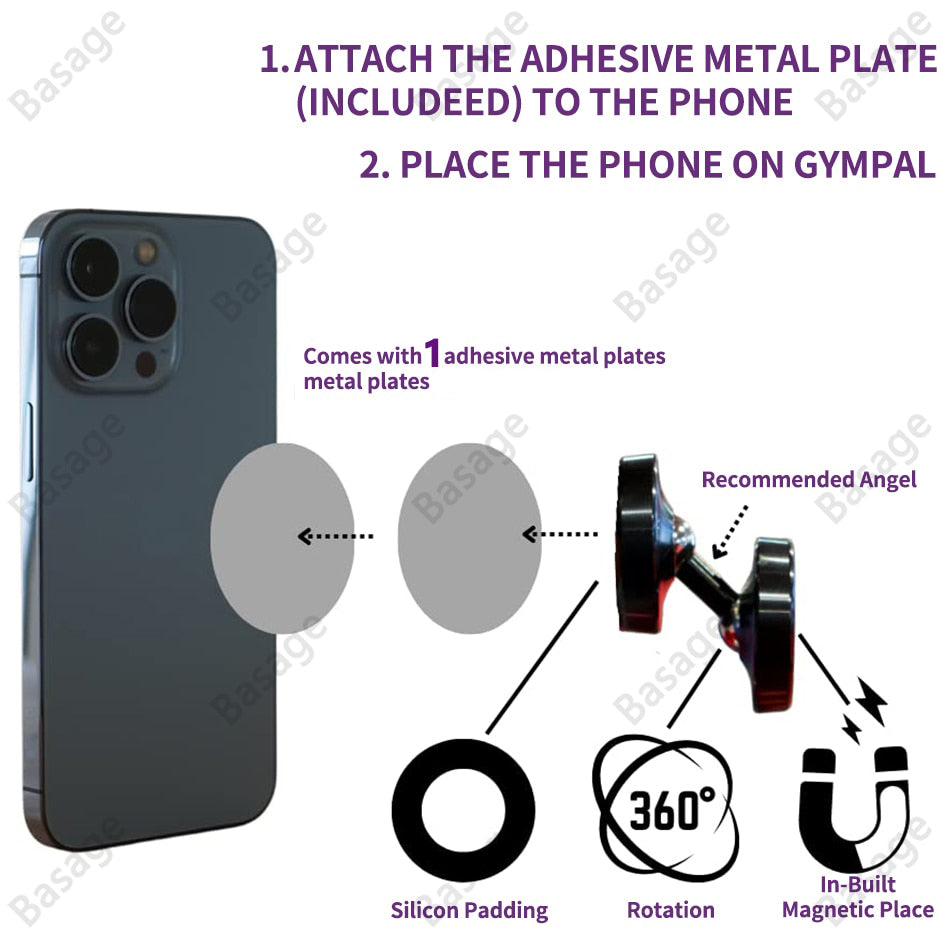 Premium Magnetic Phone Holder Dual Magnet 360 Rotation Gym Mount Secure Grip Smartphone Compatible Fitness Training Stand