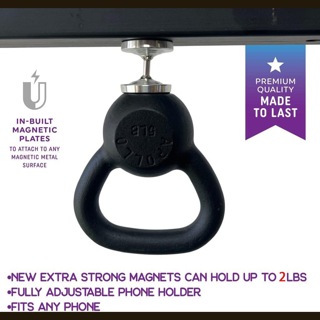 Premium Magnetic Phone Holder Dual Magnet 360 Rotation Gym Mount Secure Grip Smartphone Compatible Fitness Training Stand