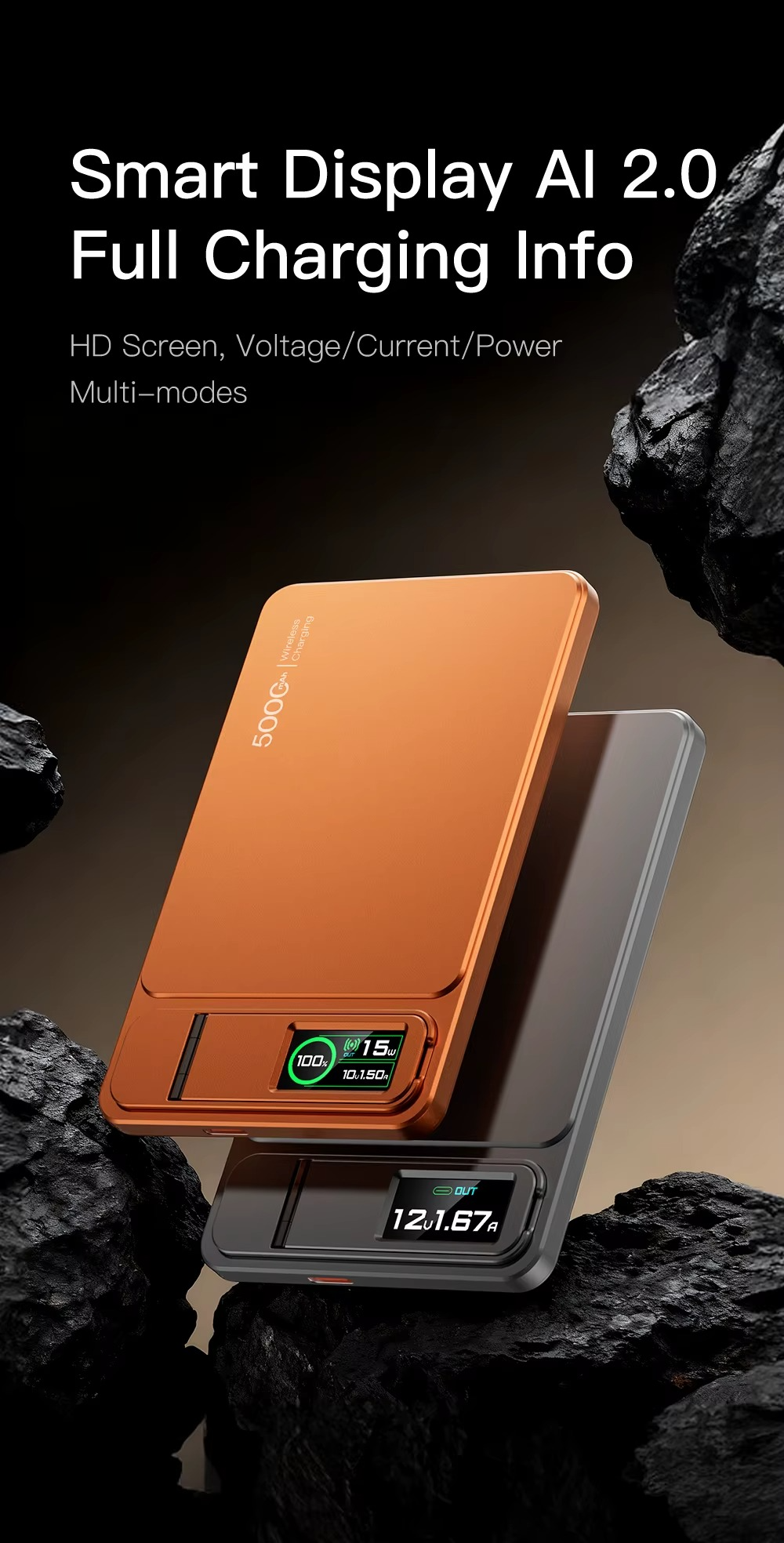 Premium Magnetic Wireless Power Bank 10000mAh Portable Charger 20W Fast Charging MagSafe Compatible Magnetic Charging Digital Display Phone Stand