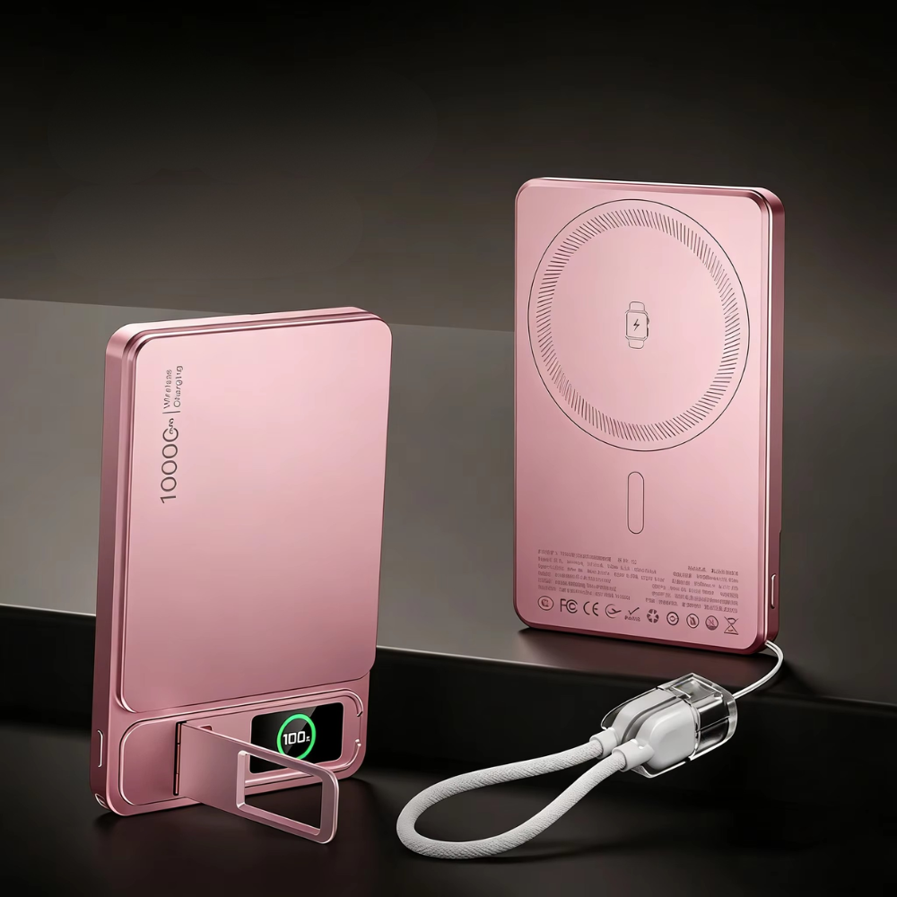 Premium Magnetic Wireless Power Bank 10000mAh Portable Charger 20W Fast Charging MagSafe Compatible Magnetic Charging Digital Display Phone Stand