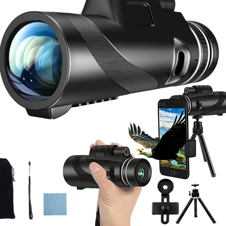 Premium Monocular Telescope HD Zoom Portable Folding Long Range Viewing Smartphone Compatible Outdoor Travel Scope