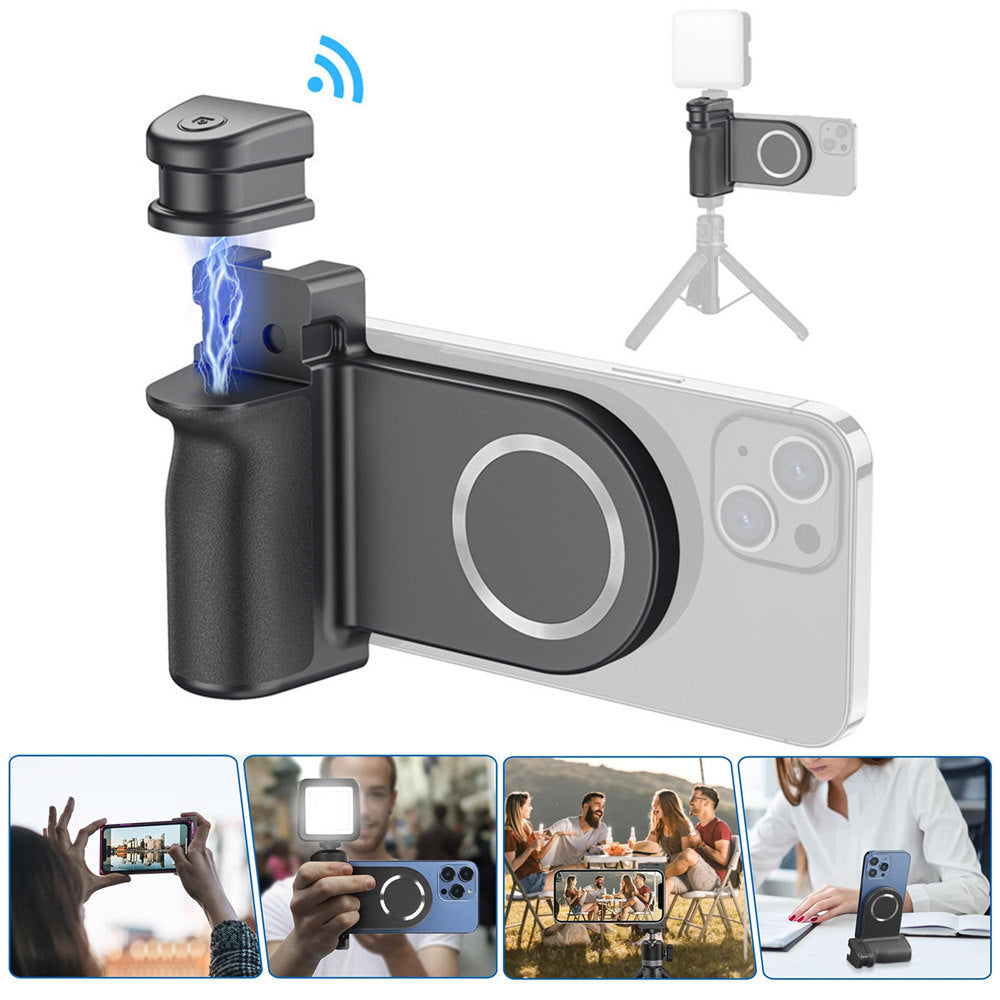 Premium Phone Holder MagSafe Compatible Magnetic Grip Bluetooth Remote Control Smartphone Mount Photography Video Stand