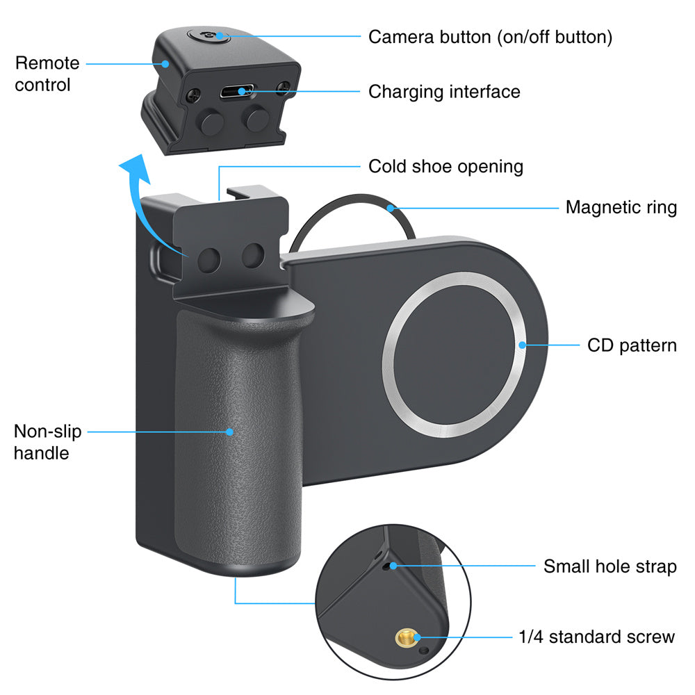 Premium Phone Holder MagSafe Compatible Magnetic Grip Bluetooth Remote Control Smartphone Mount Photography Video Stand