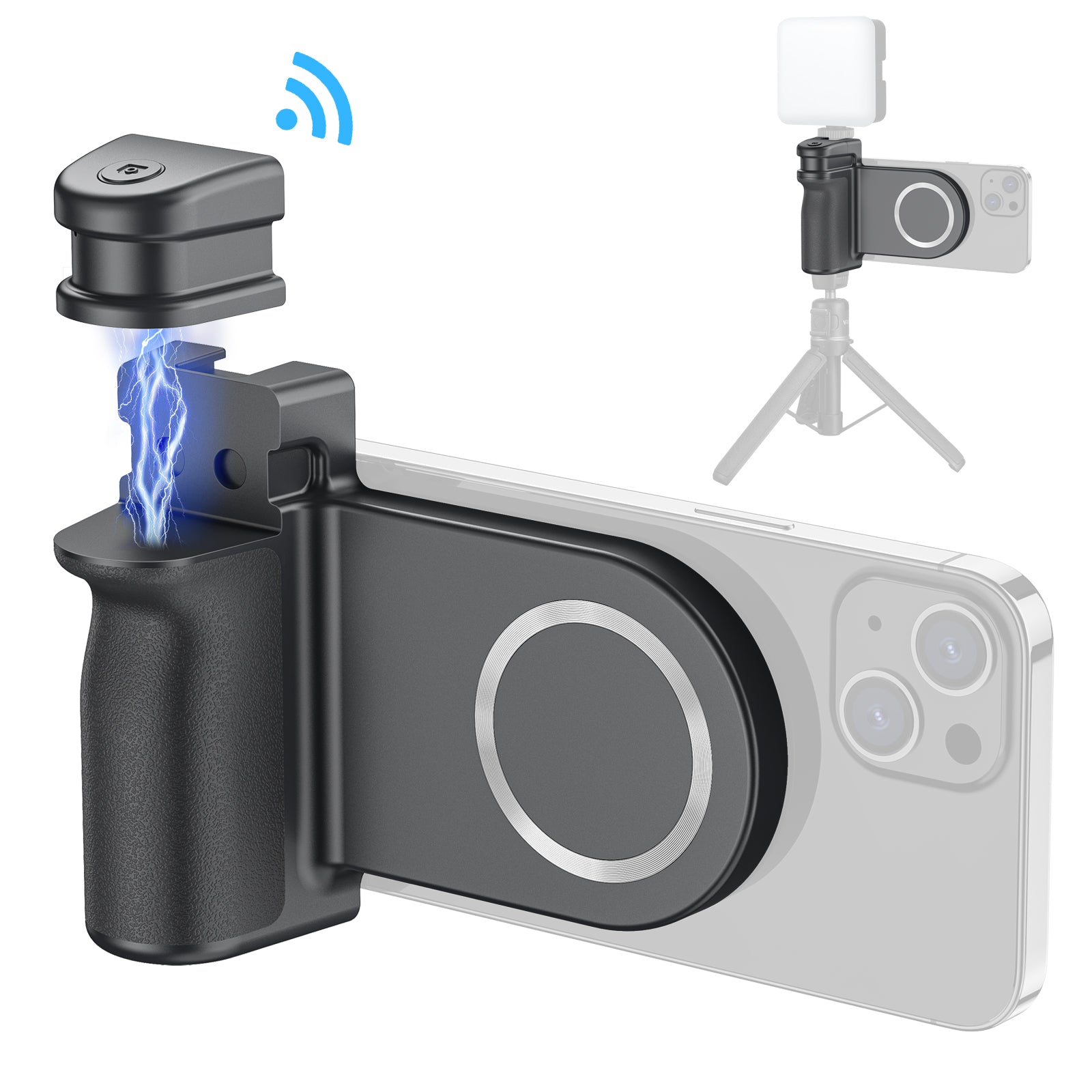 Premium Phone Holder MagSafe Compatible Magnetic Grip Bluetooth Remote Control Smartphone Mount Photography Video Stand