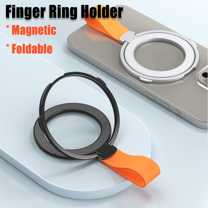 Premium Phone Ring Holder MagSafe Compatible Magnetic Grip Strap Stand Detachable Smartphone Holder Secure Grip