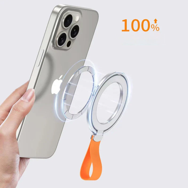 Premium Phone Ring Holder MagSafe Compatible Magnetic Grip Strap Stand Detachable Smartphone Holder Secure Grip