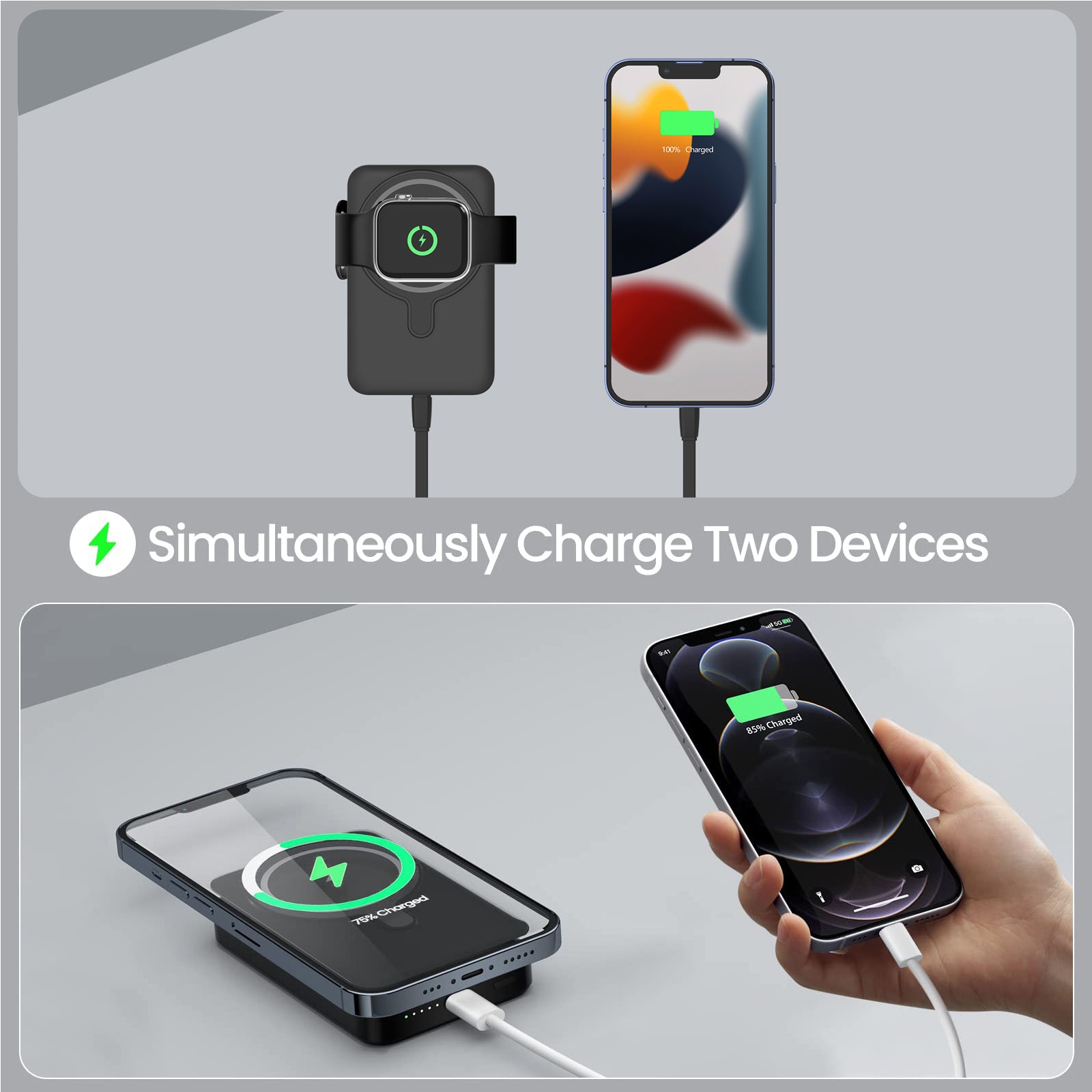 Premium Power Bank 10000mAh MagSafe Compatible Wireless Charger PD Fast Charging Portable Battery Pack Slim Magnetic Design