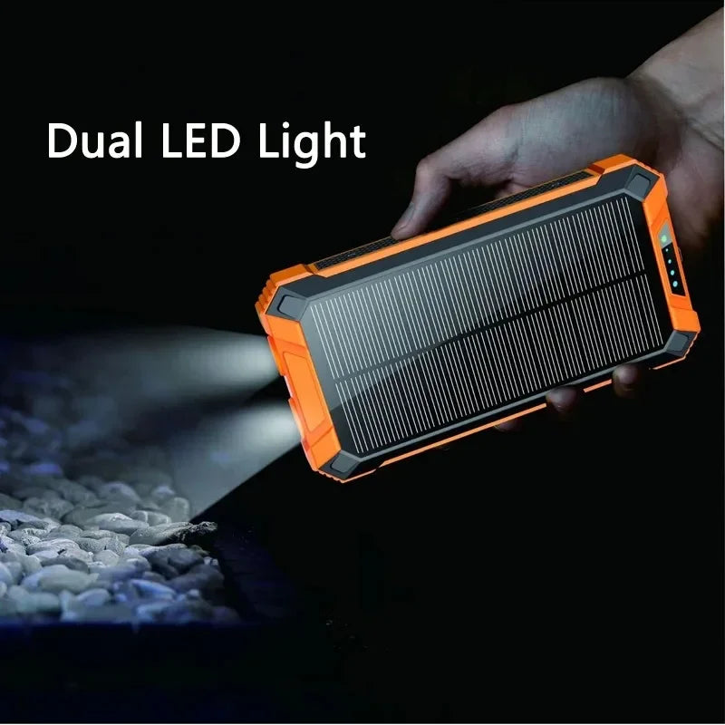 Premium Power Bank 20000mAh Solar Charger Fast Charging Portable Battery Pack LED Flashlight Outdoor Travel