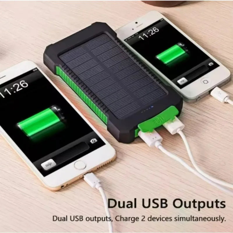 Premium Power Bank 20000mAh Solar Charger Fast Charging Portable Battery Pack LED Flashlight Outdoor Travel