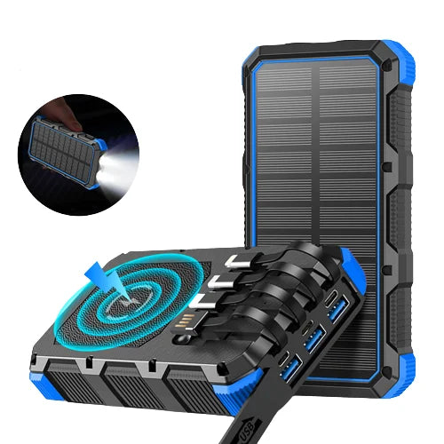 Premium Power Bank 20000mAh Solar Charger Fast Charging Portable Battery Pack LED Flashlight Outdoor Travel