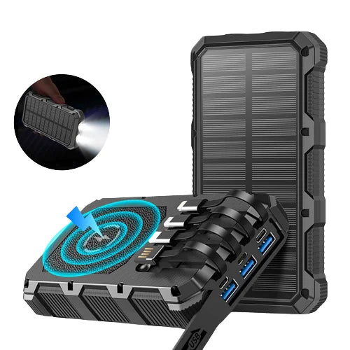 Premium Power Bank 20000mAh Solar Charger Fast Charging Portable Battery Pack LED Flashlight Outdoor Travel