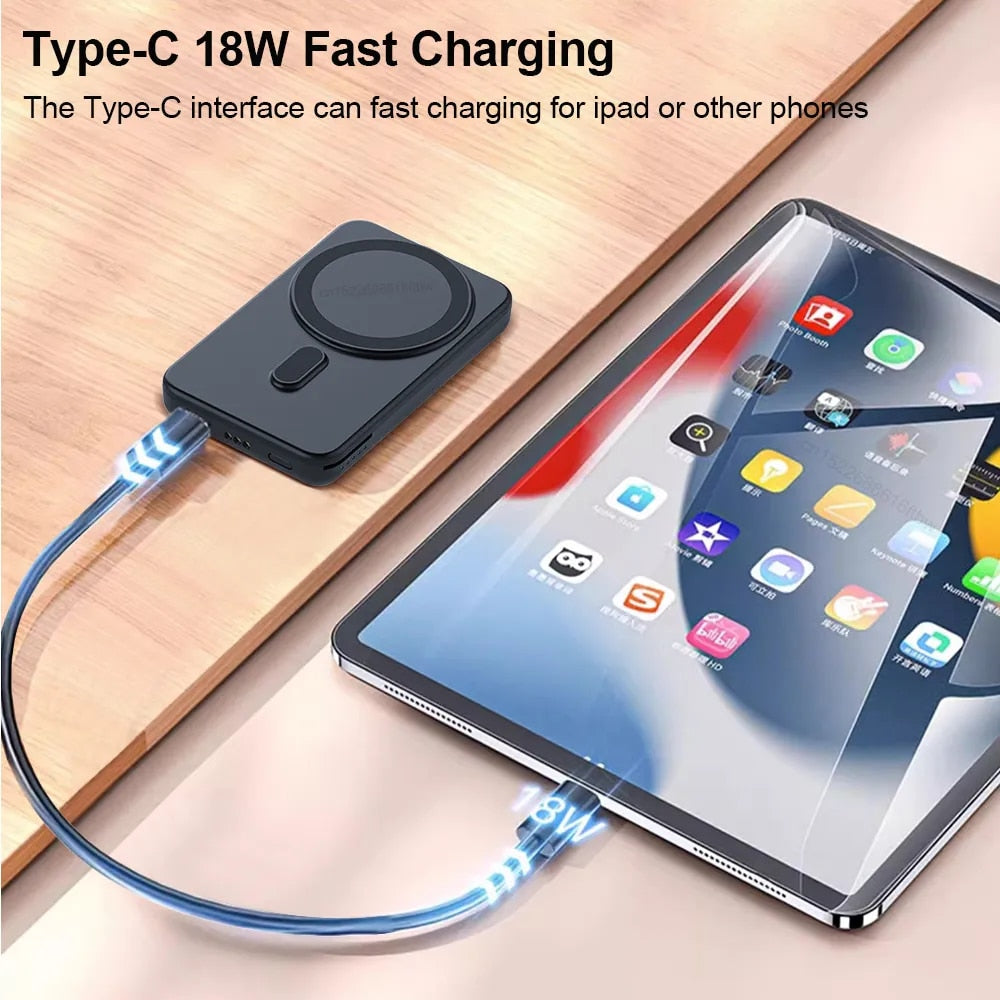 Premium Power Bank 5000mAh MagSafe Compatible 3-in-1 Wireless Charger Portable Magnetic Battery Smartphone Watch Earbuds Charging Station