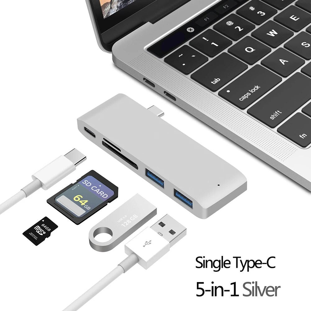 Premium USB-C Hub HDMI 4K Adapter Thunderbolt 3 USB 3.1 Multiport Dock PD Charging SD Reader Laptop Compatible