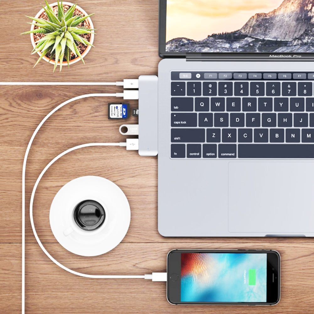 Premium USB-C Hub HDMI 4K Adapter Thunderbolt 3 USB 3.1 Multiport Dock PD Charging SD Reader Laptop Compatible
