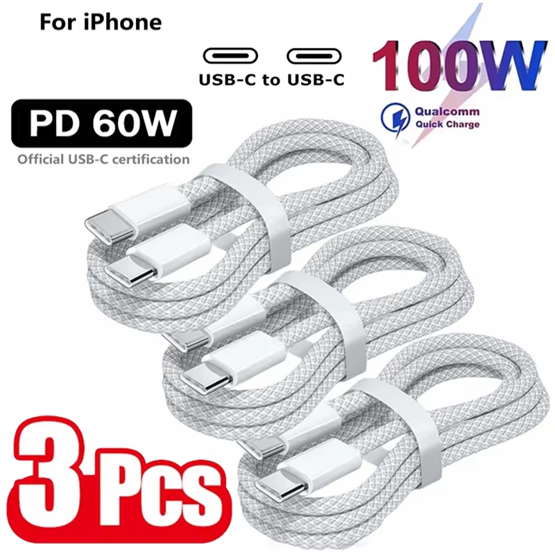 Premium USB-C to USB-C Charging Cable 100W Fast Charging Power Delivery High Speed Durable TPE TPU Construction Stable Power Transfer