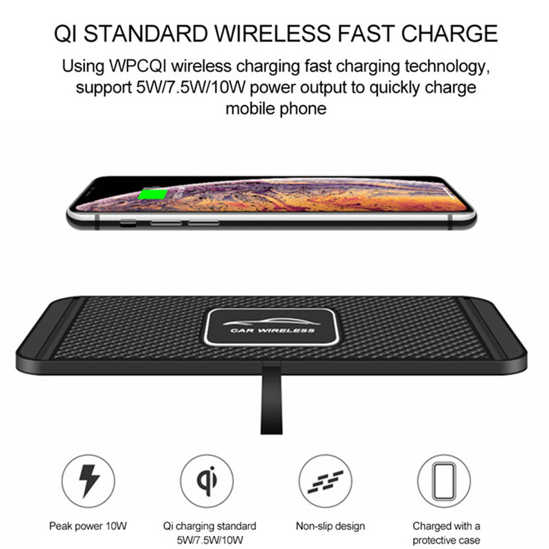 Premium Wireless Car Charger 30W Fast Charging Anti-Slip Silicone Pad Dashboard Charging Dock Smartphone Compatible