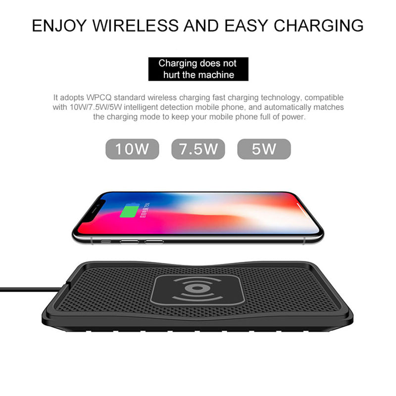 Premium Wireless Car Charger 30W Fast Charging Anti-Slip Silicone Pad Dashboard Charging Dock Smartphone Compatible