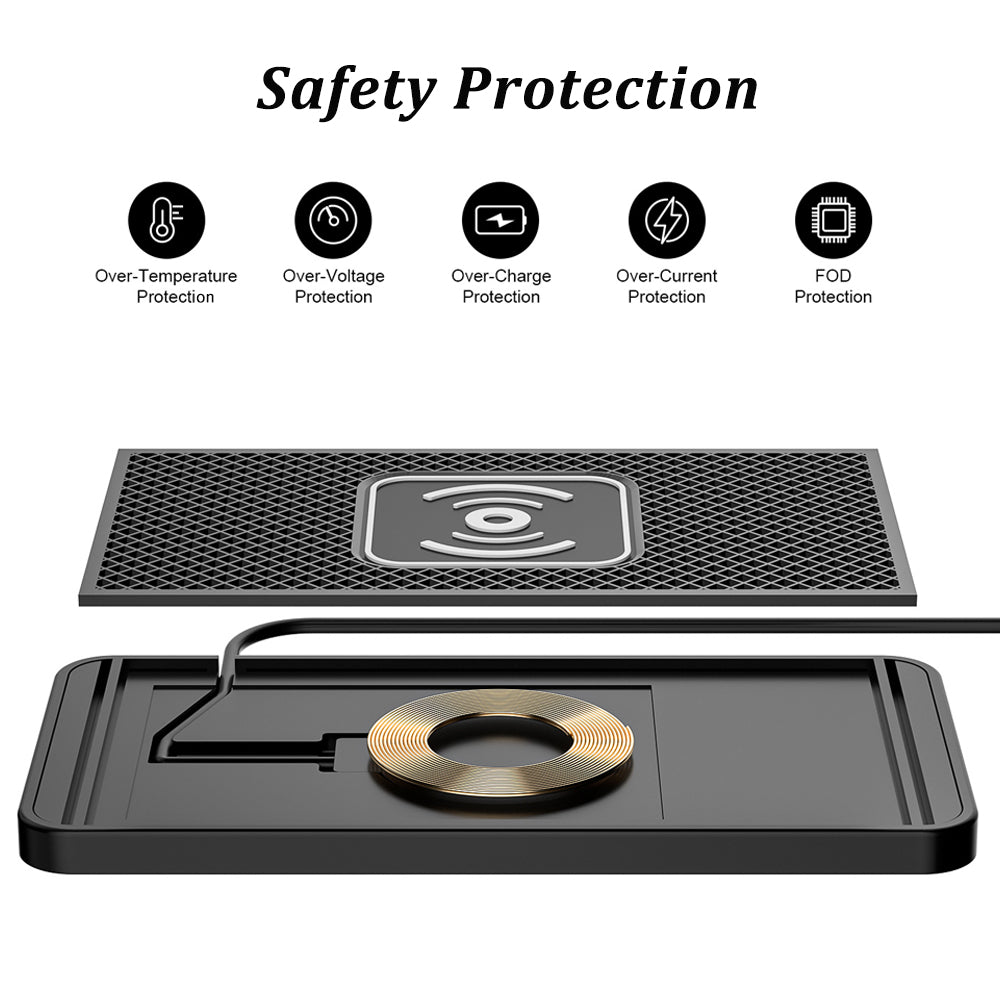 Premium Wireless Car Charger 30W Fast Charging Anti-Slip Silicone Pad Dashboard Charging Dock Smartphone Compatible