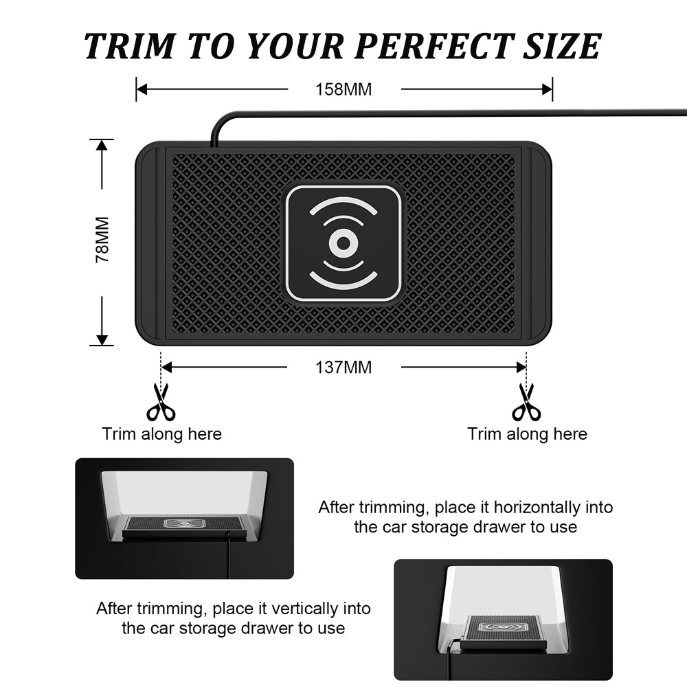 Premium Wireless Car Charger 30W Fast Charging Anti-Slip Silicone Pad Dashboard Charging Dock Smartphone Compatible