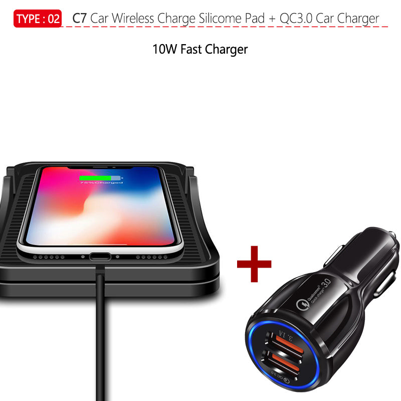 Premium Wireless Car Charger 30W Fast Charging Anti-Slip Silicone Pad Dashboard Charging Dock Smartphone Compatible