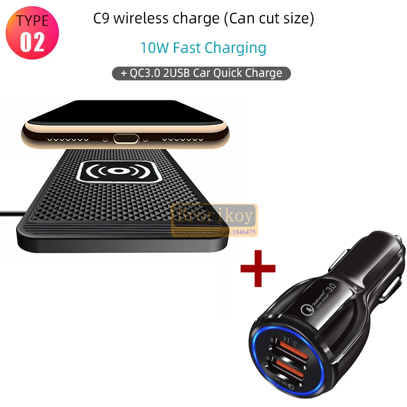 Premium Wireless Car Charger 30W Fast Charging Anti-Slip Silicone Pad Dashboard Charging Dock Smartphone Compatible