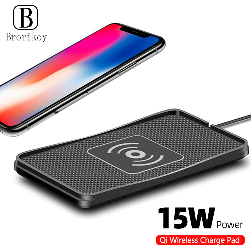 Premium Wireless Car Charger 30W Fast Charging Anti-Slip Silicone Pad Dashboard Charging Dock Smartphone Compatible