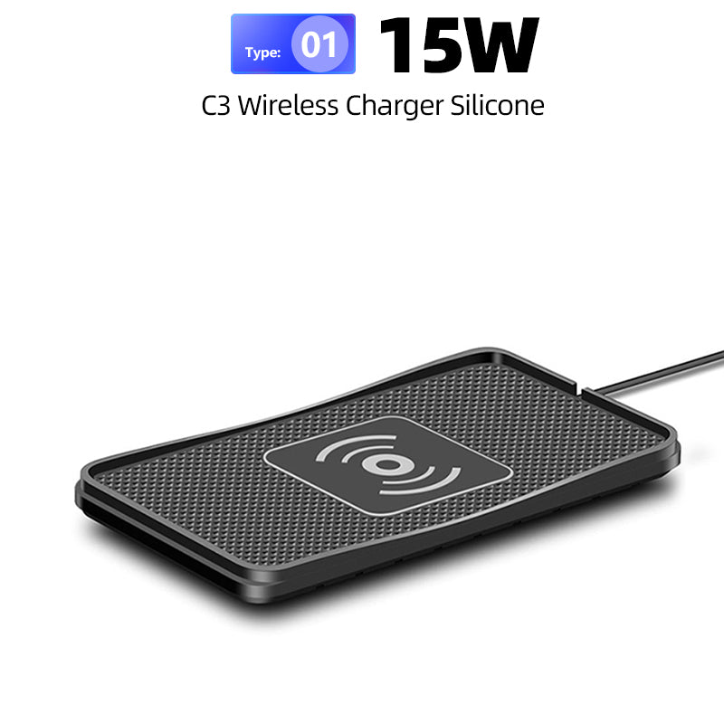 Premium Wireless Car Charger 30W Fast Charging Anti-Slip Silicone Pad Dashboard Charging Dock Smartphone Compatible