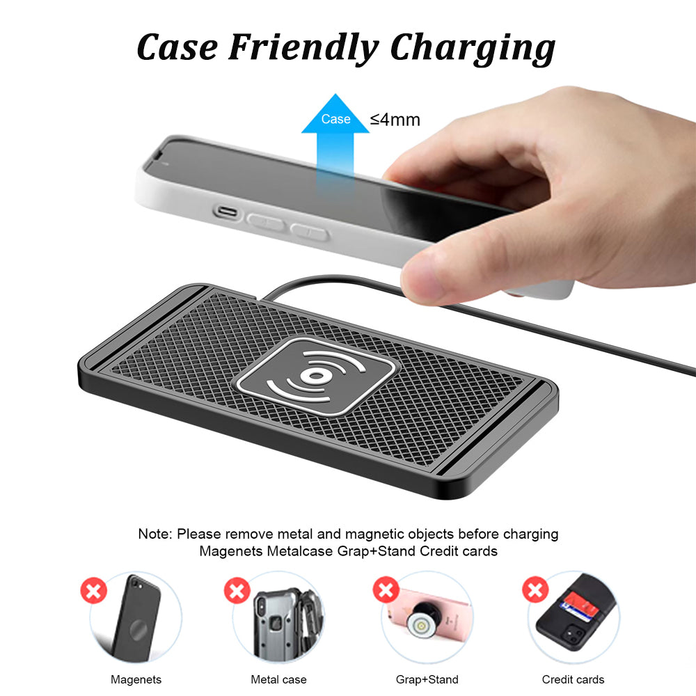 Premium Wireless Car Charger 30W Fast Charging Anti-Slip Silicone Pad Dashboard Charging Dock Smartphone Compatible
